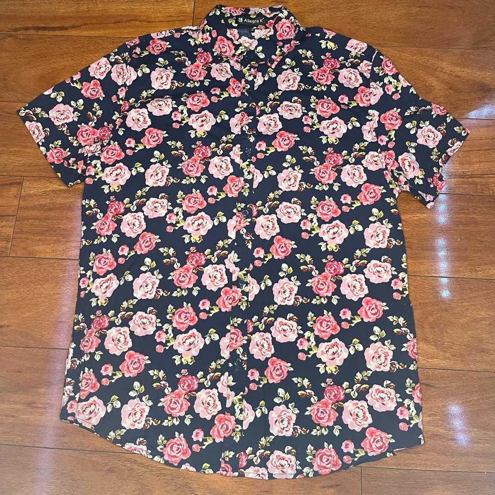 Allegra K floral button up